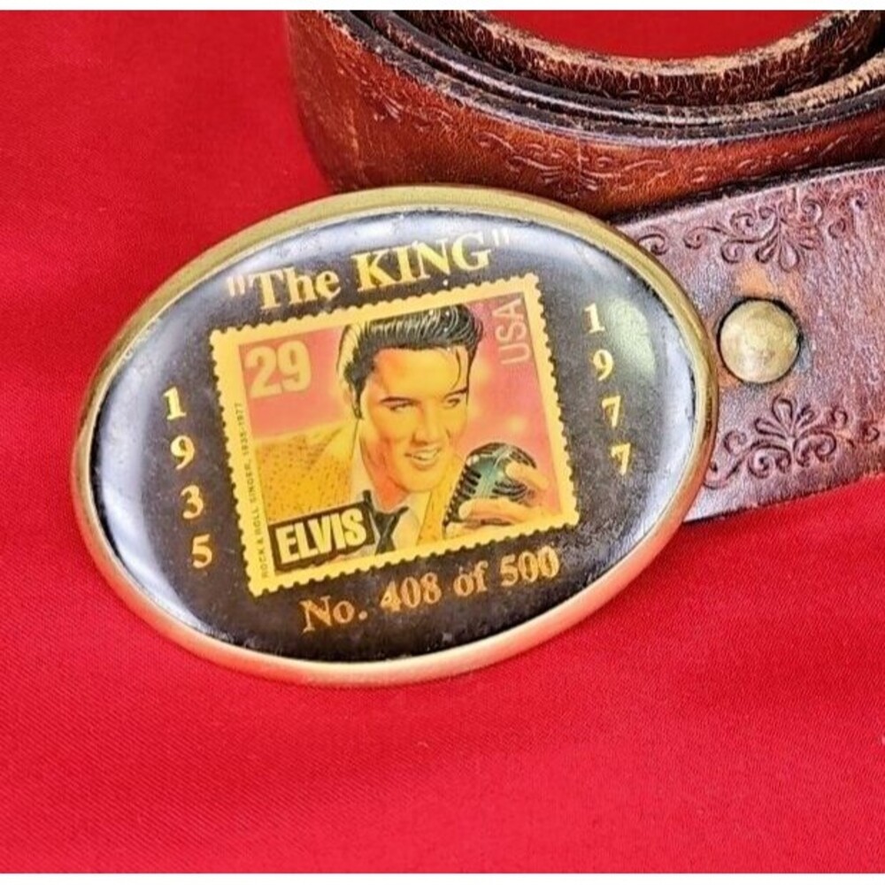 THE KING Elvis Presley Belt Buckle StampVTG Von West No. 408 of 500 RARE